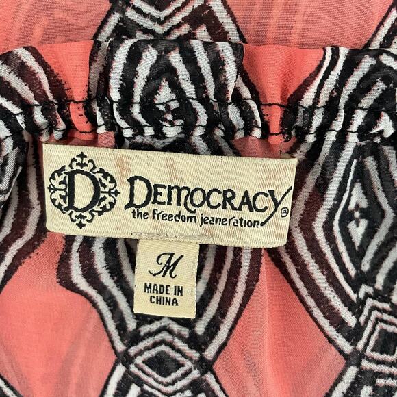 DEMOCRACY Peasant Top Size Medium Lightweight Sheer Y2K Boho Geometric - Picture 10 of 12